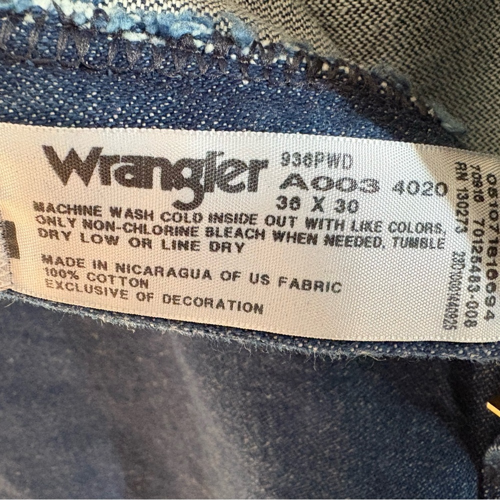 Vintage Wrangler Jeans Mens 36x30 Blue Denim Workwear Western 1990s Y2K - Picture 6 of 9
